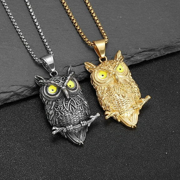 Vintage Nordic Animal Necklaces 14K Yellow Gold Viking Owl Men Pendant Celtic Knot Amulet Jewelry Gift Dropshipping