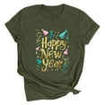thumbnail image 1 of Amzcrzy Hauts pour Femmes Printemps Été Mode Ample Pull Polyvalent Chemises Bonne Année Graphiques Impression Col Rond Manches Courtes, 1 of 2
