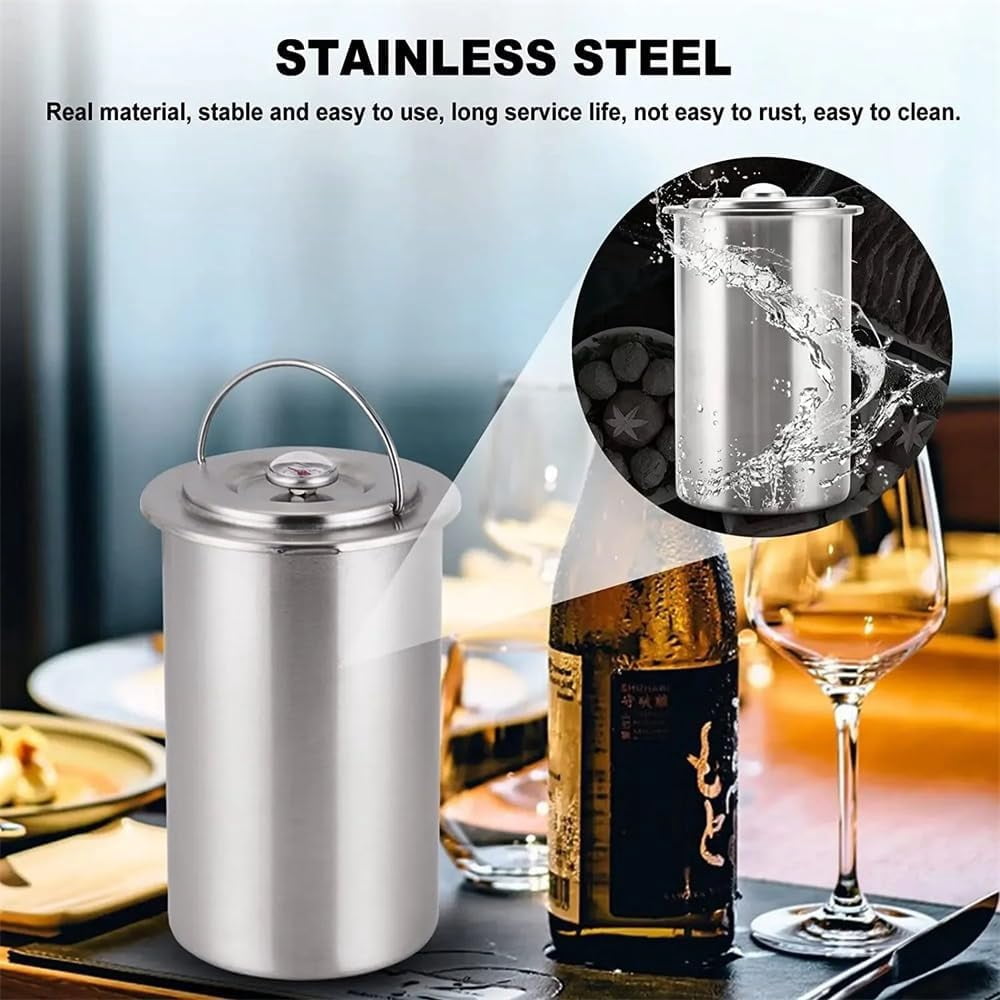 Stainless Steel Deli Meat Press with Thermometer and Spring, Lunch Meat Press Mold for Deli Meats, Ham Maker Meat Press Tool for Making Deli Homemade Lunch (Fixed Handle)