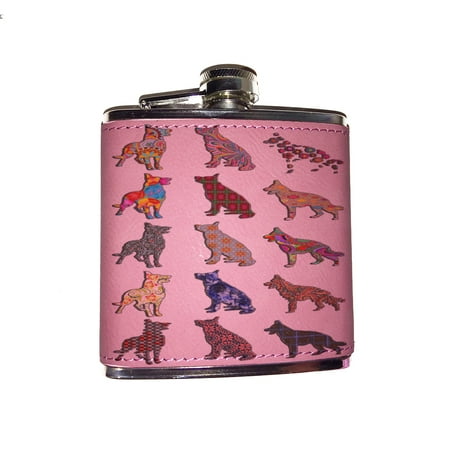 

KuzmarK Pink Leather Flask - German Shepherd
