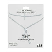 Brilliance Fine Jewelry Sterling Silver Genuine Diamond Accent Sideways Cross Adjustable Bracelet