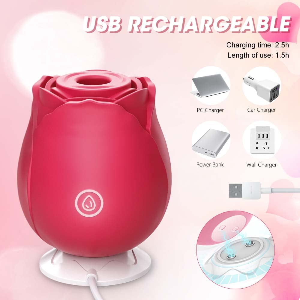 Vibromasseur Rose, XOPLAY Vibromasseur à Succion Clitoridienne à Point G,  Jouet Sexuel Rose pour Femmes