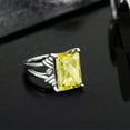 thumbnail image 4 of Gem Stone King 925 Sterling Silver Yellow Lemon Quartz and White Topaz Engagement Ring for Women (6.89 Cttw, Gemstone Birthstone, Emerald Cut Checkerboard 14X10MM, Size 7), 4 of 5