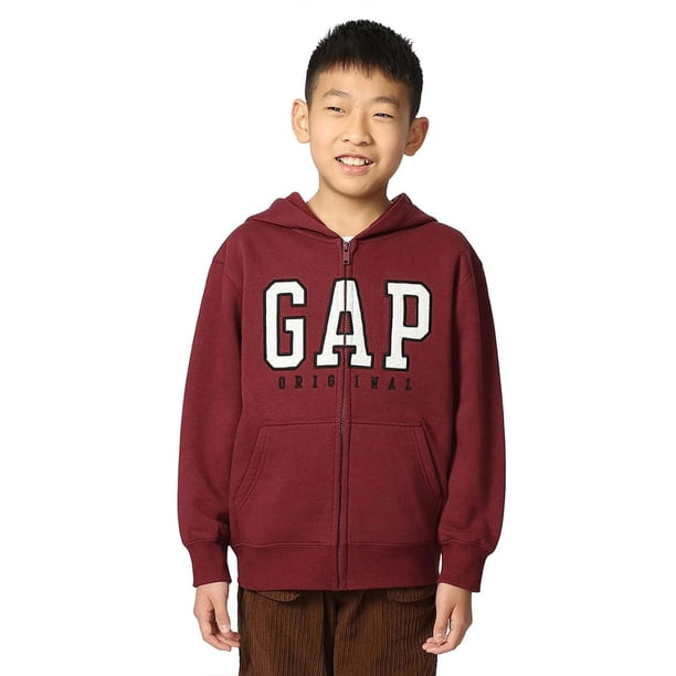 Sudadera con Capucha y Cierre Completo con Logo GAP para Niños, Marrón Oscuro, Talla XS