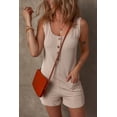 thumbnail image 5 of Women's Parchment Corded Knit Sleeveless Romper with Side Pockets | [ZhiHiMeRi] | (US 12-14)L, 5 of 12