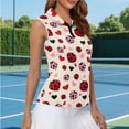 thumbnail image 5 of Uorisanigo Ladybug Womens Hiking Running Workout Tops Size L Fashion Versatile Women's Sleeveless Golf Tennis Shirts Heart-Shaped Zip Up Collar Workout Tank Tops, 5 of 7