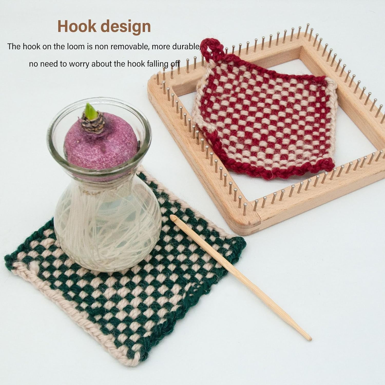 SLGHLSAHG Square Knitting Loom, Household Handmade Weaving Loom, DIY Handcraft Wood Knitting Board Knitting Tool for Weaving Hat, Scarf, Blanket, Shawl for Children & Adults (10 * 10cm) A2542