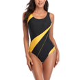 thumbnail image 3 of Women's One Piece Swimsuit Fashion Sports Solid Color with Removable Bra Pads No Underwire for Beach Swimming Vacation,Yellow,S, 3 of 9