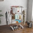 thumbnail image 2 of HOMCOM 3-Tier Clothes Drying Rack, Stainless Steel Laundry Rack with 2 Side Wings and 6 Castors, Collapsible Adjustable Clothes Airer for Indoor Outdoor, 2 of 10