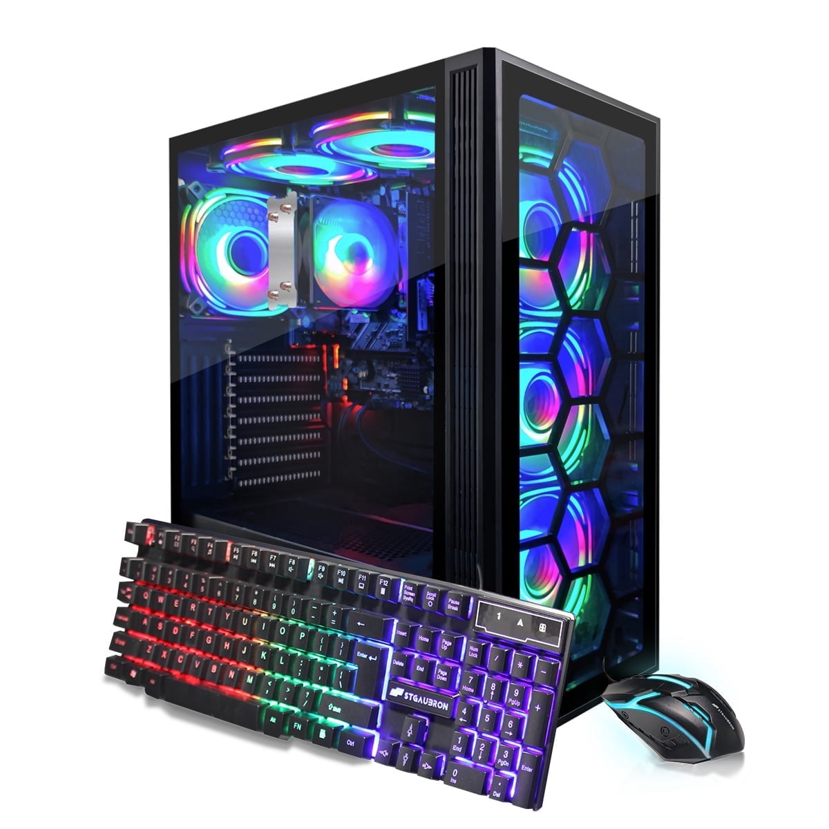 STGAubron Gaming PC Computer Desktop,Ryzen 5 3400G up to 4.2GHz,16G DDR4,512G SSD,WiFi 6 & BT 5.2,RGB Fan x4,Windows 11 Home