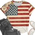 thumbnail image 4 of Yotami Womens Fourth of July T-Shirts Plus Size Crew Neck Short Sleeve Patriotic Shirts for Holiday American Flag Graphic Tees Clothes Khaki, Size XXXXL, 4 of 5