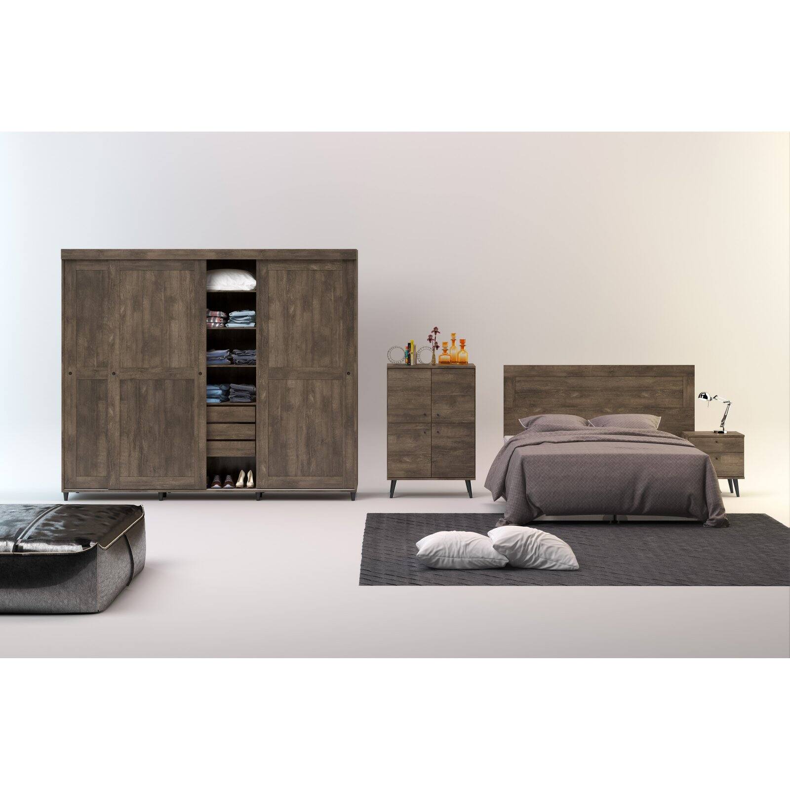 Midtown Concept Kansas Mid-Century Platform Bed with Headboard - image 3 of 11