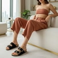 thumbnail image 4 of Cushionaire Cashew Slip On Genuine Suede Leather Womens Sandals - Braided Double-Strap Design with Adjustable Big Buckle | Sandals for Women, 4 of 26