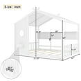 thumbnail image 4 of Noble House Full Size Floor House Bed for Toddlers,Playhouse Bed with Built-in Storage Shelf and Roof Design,White, 4 of 9