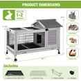 thumbnail image 4 of Aivituvin Rabbit Hutch Indoor Bunny Cage Outdoor Wooden Guinea Pig Cage Bunny House with Removable Metal Wire Floor, Lockable Caster Wheels, Leakproof Plastic Tray for 1-2 Rabbits, Small Animals, 4 of 10