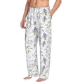 thumbnail image 2 of Uemuo Lavender Flowers Pattern Men's Wide Leg Palazzo Lounge Pants with Pockets Light Weight Loose Comfy Casual Pajama Pants-Small, 2 of 9