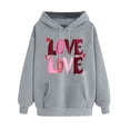 thumbnail image 2 of Women's Pullover Hoodie Valentines Day Printed Casual Fall Winter Long Sleeved Hooded Sweatshirt, 2 of 4