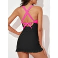 thumbnail image 3 of Women Retro Tankini Swimdress Tummy Control Bathing Suits Two Piece Tankini Tops with Bottoms Twist Swimwear, 3 of 4