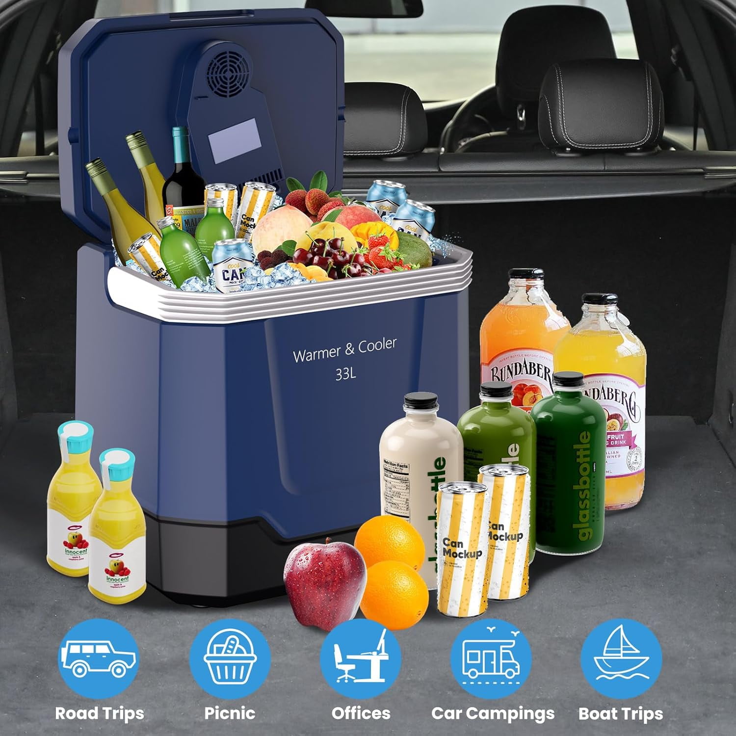 Riedhoff Car Refrigerator, Cooler & Warmer 35 Quart/33 L, 12V/110V AC Plug in, Dark Blue