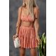 thumbnail image 3 of ABPHQTO Conjunto de falda de cintura alta y top plisado corto de leopardo naranja de dos piezas para mujer, 3 of 5