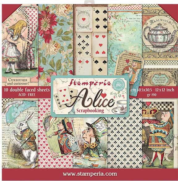Stamperia Double-Sided Paper Pad 12'X12' 10/Pkg-Alice, 10 Designs/1 Each