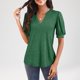thumbnail image 3 of Tamaño Más Suelto Ajuste Camisetas para las Mujeres con Cuello en V de Manga Corta Suelta Camisa Superior, Poliéster, 3 of 3
