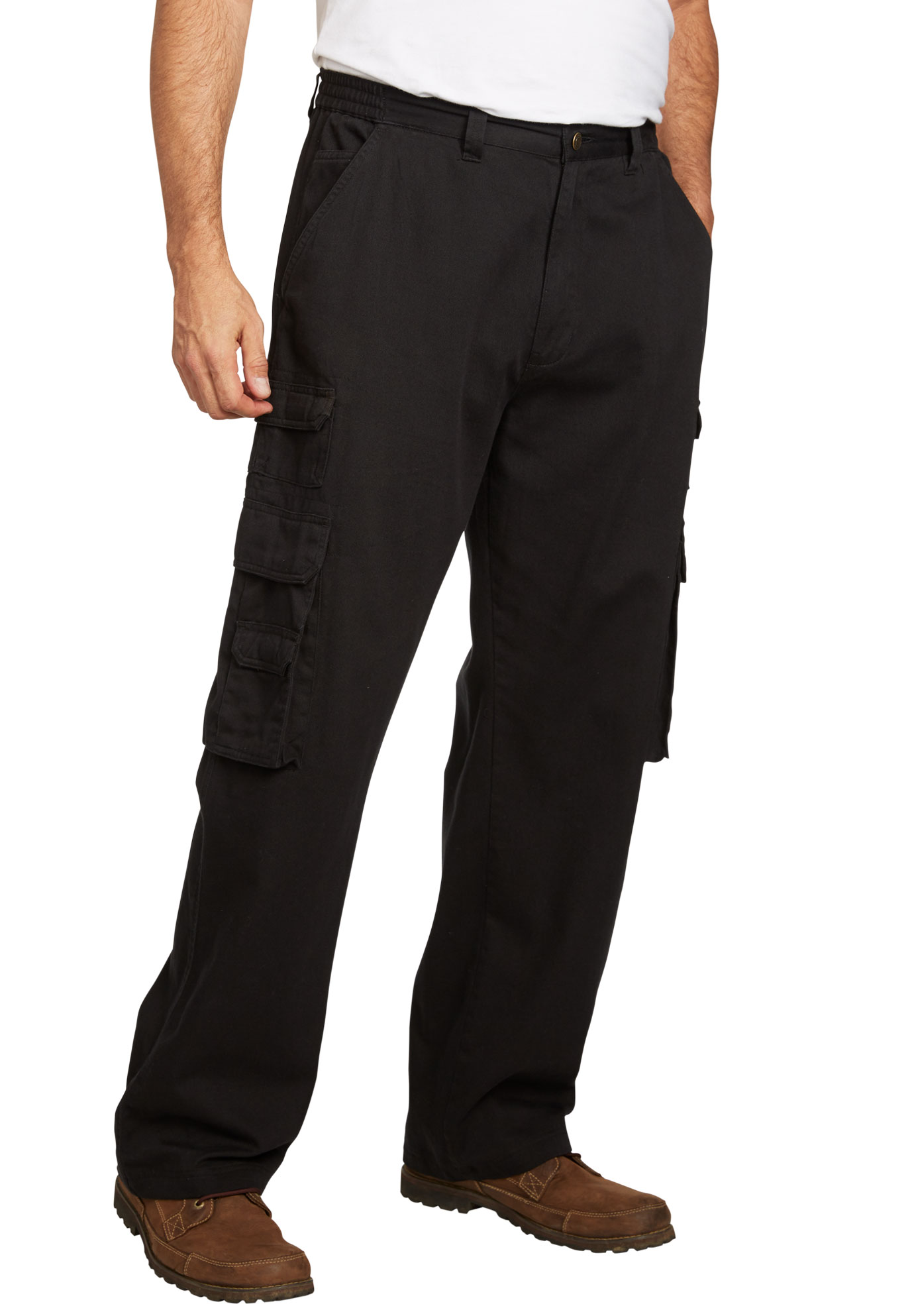 Boulder Creek By Kingsize Men's Big & Tall Side-Elastic Stacked Cargo Pocket Pants