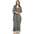 thumbnail image 5 of Sakkas Favi Womens Casual Long Maxi Dress Caftan Cover Up Loungewear in Rayon - Light Grey - One Size Regular, 5 of 5