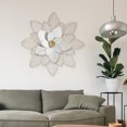 thumbnail image 4 of Liffy Elegant Extra Large Metal Flower Wall Decor for Home & Yard - White Gold 20" 3D Appearance. Wire Artwork Perfect for Patio & Porch., 4 of 8