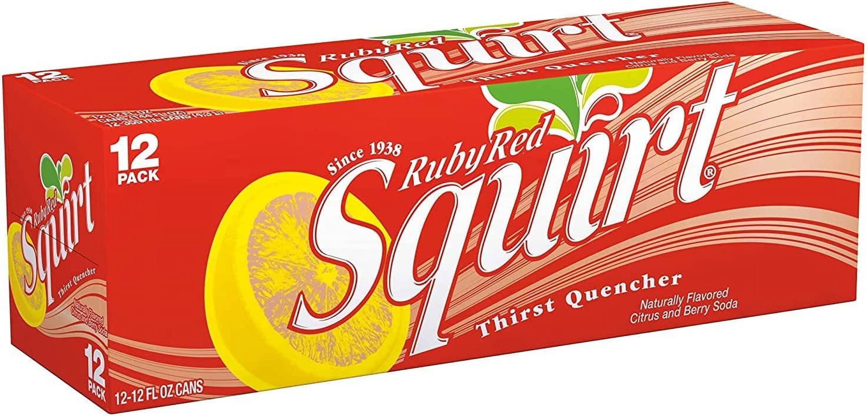 Squirt Ruby Red Grapefruit Soda Soft Drink Cans - 3 Cases (36 Count)