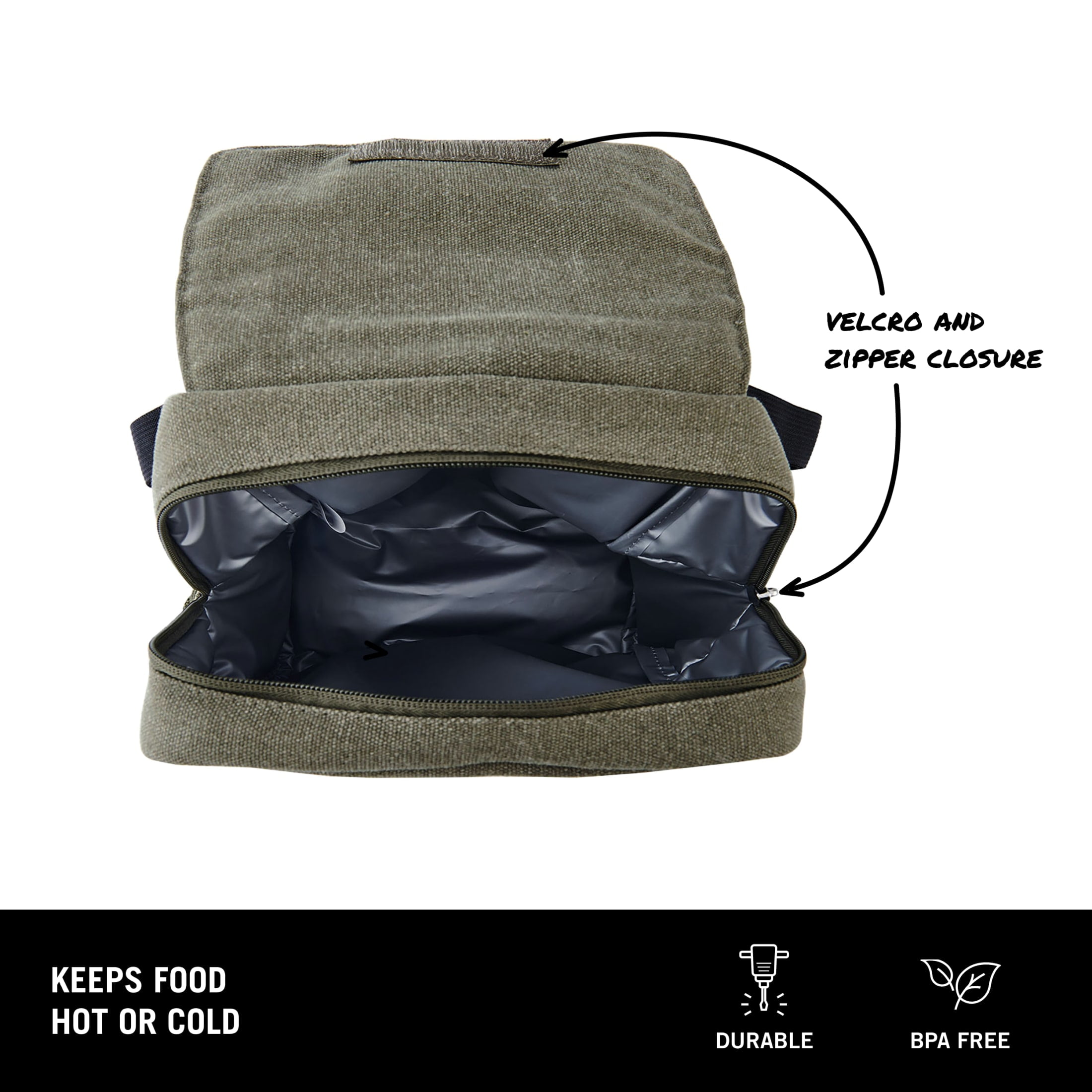 (2 pack) BUILT Oxford Adult Lunch Sack Sage Green