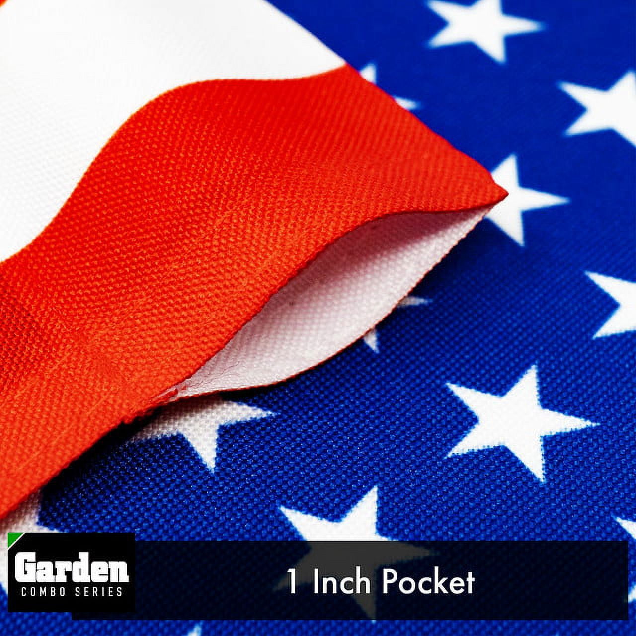 G128 Combo Pack: Garden Flag Stand Black 36x16IN & Garden Flag USA America Flag 12x18IN