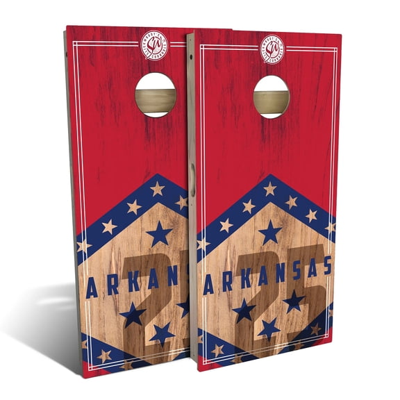 Skip's Garage | Arkansas State Flag 2.0 Cornhole Board Set | Includes (2) Boards, (8) Bags & Optional Accessories