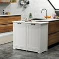 thumbnail image 6 of Jaxpety Double Tilt Out Trash Can Cabinet with Deodorizing Function, 20 Gallon Wooden Kitchen Garbage Can Freestanding Holder, White, 6 of 17
