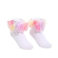 thumbnail image 3 of Big Ruffle Socks Double Lace Turn Cuff Girls Lace Princess Dance Socks with Ruffle Trim Breathable Cotton Frilly Cute Bobby Dress Sock for Kids, 3 of 6