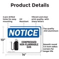 thumbnail image 2 of (2 Pack) Compressed Non-Flammable Gas OSHA Notice Sign 14 Inch X 10 Inch Indoor / Outdoor Rust-Free Aluminum Metal Signs for Workplace, Workshop, and Construction Site, Made in the USA, 2 of 8