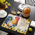 thumbnail image 3 of Farmhouse Rooster Placemats Set of 8, Vintage Botanical Sunflower Floral Placemats for Dining Table, Place Mats for Kitchen Tabletop, Waterproof Wipeable Dining Table Mats Set, 3 of 9