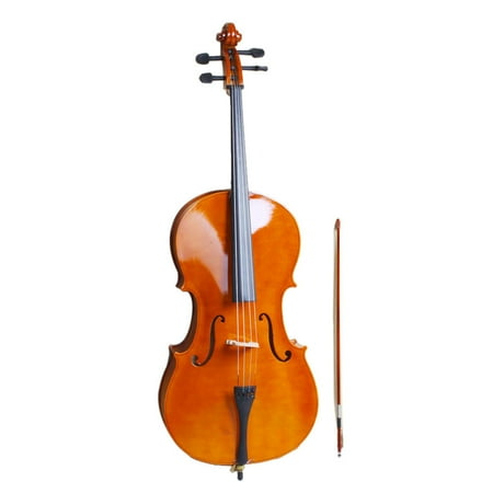 4/4 Full Size Cello Set, Handmade Wooden Cello with Bag, Bow, Rosin and Bridge, Student Cello, Cello Musical Instrument for Beginners Kids & Adults (Natural)