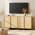 thumbnail image 5 of WAMPAT Modern Sideboard Buffet Cabinet with 4 Doors, Multifunctional Sideboard with Large Storage and T-Shaped Legs, Coffee Bar Cabinet Storage Cabinet for Kitchen, Dining Living Room, Oak, 5 of 12
