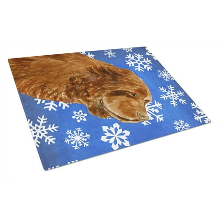 

Carolines Treasures SS4648LCB Sussex Spaniel Winter Snowflakes Holiday Glass Cutting Board Large 12H x 16W multicolor
