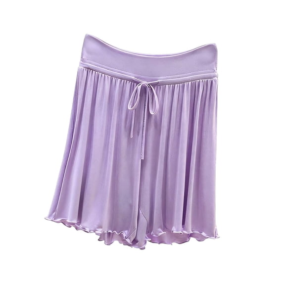 Kaemgyyd Womens Shorts Casual Elastic High Waist Shorts Trendy Ruffle Hem Drawstring Wide Leg Sleep Shorts Lightweight Shorts