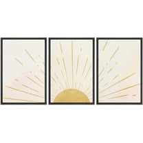 wall26 Framed Wall Art Print Set Shining Yellow Sun on The Horizon Geometric Nature Illustrations Modern Art Mid-Century Modern Colorful for Living Room, Bedroom, Office Natural - 16"x24"x3