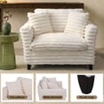 thumbnail image 2 of Tulib 46.5" Accent Chair, Corduroy Reading Chair with Pillows, Modern Arm Chair for Living Room Bedroom Office and Apartment, White, 2 of 7