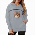 thumbnail image 4 of NOLDARES Cat Pouch Hoodie for Women Kangaroo Pocket Dog Pouch Sweatshirts Pet Carrier Animal Holder Long Sleeve Pullover Tops,Grey,S, 4 of 9