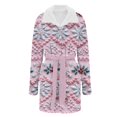 thumbnail image 4 of Women's Long Sleeve Plush Bathrobe - Winter Warm Christmas Printed Homewear, Light Pink, XXXL, 4 of 5
