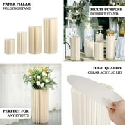 Efavormart 32 Ivory DIY Accordion Cylinder Cardboard Folding Pillar Pedestal Box, Display Column Stand With Round Top Plate