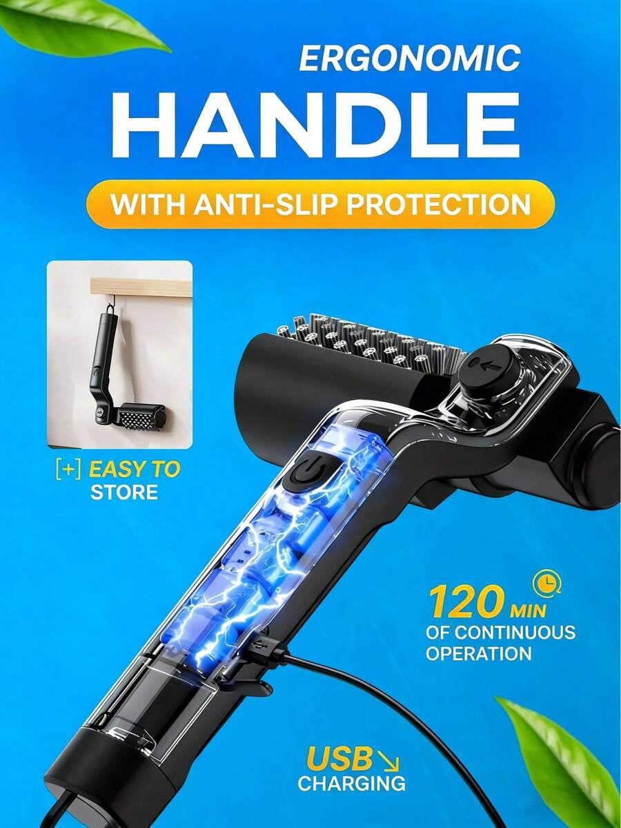 3-Speed Adjustable Electric Grill Cleaning Brush with Stainless Steel Bristles for Outdoor Barbecue and Kitchen Use