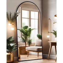 Floor Mirror, Full Length Mirror with Stand, Arched Wall Mirror, 27"x71", Black Floor Mirror Freestanding, Wall Mounted for Bedroom Living Room, Black