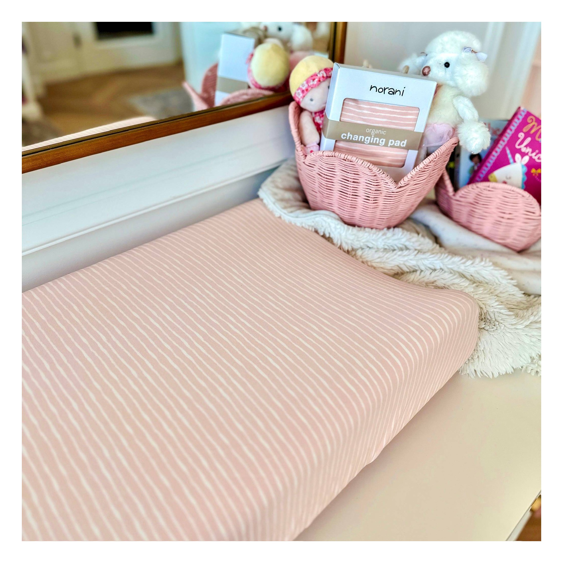 Changing Pad Cover - Pink Stripes