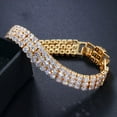 thumbnail image 5 of 3 Row Round Out Yellow Gold CZ Tennis Bracelet for Men Women Hip Hop Jewelry, 5 of 9
